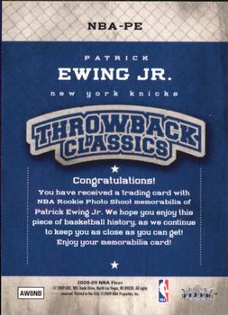 2008-09 Fleer - NBA Throwback Classics #NBA-PE Patrick Ewing Jr. Back