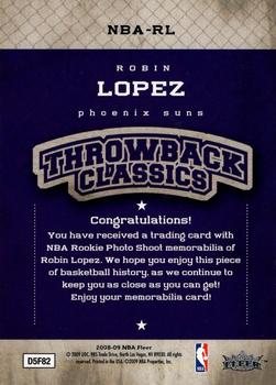 2008-09 Fleer - NBA Throwback Classics #NBA-RL Robin Lopez Back