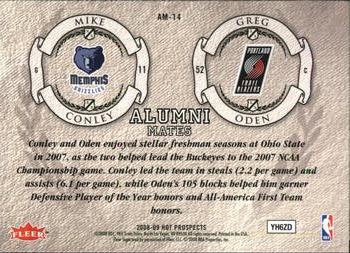 2008-09 Fleer Hot Prospects - Alumni Mates #AM-14 Mike Conley / Greg Oden Back