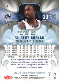 2008-09 Fleer Hot Prospects - Blue #4 Gilbert Arenas Back