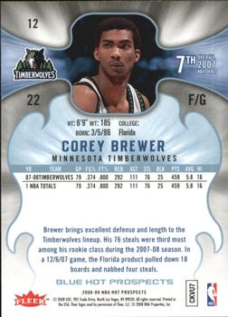 2008-09 Fleer Hot Prospects - Blue #12 Corey Brewer Back