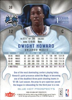 2008-09 Fleer Hot Prospects - Blue #38 Dwight Howard Back