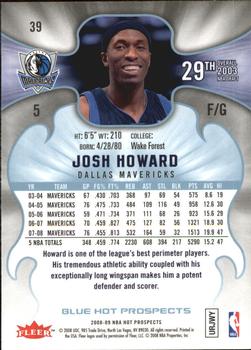 2008-09 Fleer Hot Prospects - Blue #39 Josh Howard Back
