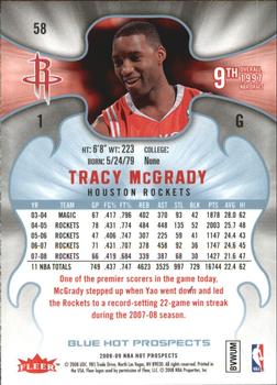 2008-09 Fleer Hot Prospects - Blue #58 Tracy McGrady Back