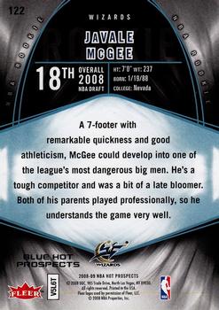 2008-09 Fleer Hot Prospects - Blue #122 JaVale McGee Back