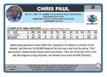 2006-07 Topps Chrome #3 Chris Paul Back