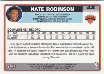2006-07 Topps Chrome #43 Nate Robinson Back