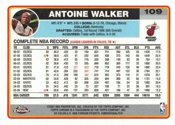 2006-07 Topps Chrome #109 Antoine Walker Back