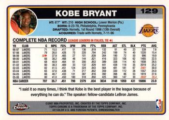 2006-07 Topps Chrome #129 Kobe Bryant Back