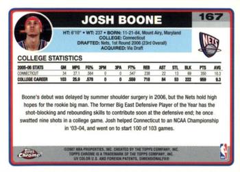 2006-07 Topps Chrome #167 Josh Boone Back