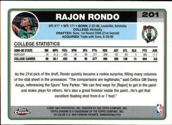 2006-07 Topps Chrome #201 Rajon Rondo Back