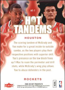 2008-09 Fleer Hot Prospects - Hot Tandems #HT-7 Tracy McGrady / Yao Ming Back