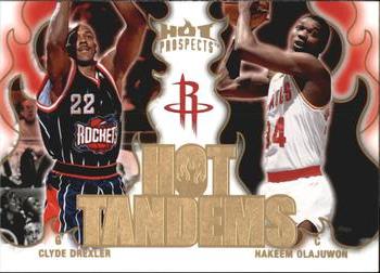 2008-09 Fleer Hot Prospects - Hot Tandems #HT-8 Clyde Drexler / Hakeem Olajuwon Front