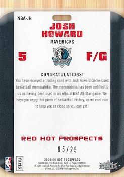 2008-09 Fleer Hot Prospects - NBA Game Issue Jerseys Red #NBA-JH Josh Howard Back