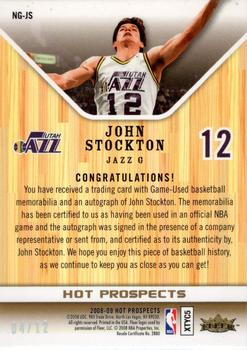 2008-09 Fleer Hot Prospects - Numbers Game Autographs Jerseys #NG-JS John Stockton Back