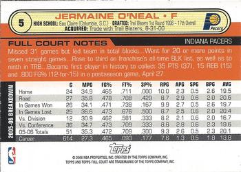 2006-07 Topps Full Court #5 Jermaine O'Neal Back