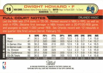 2006-07 Topps Full Court #16 Dwight Howard Back