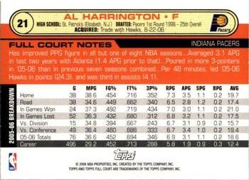 2006-07 Topps Full Court #21 Al Harrington Back
