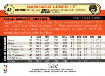 2006-07 Topps Full Court #41 Rashard Lewis Back