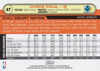 2006-07 Topps Full Court #47 Chris Paul Back
