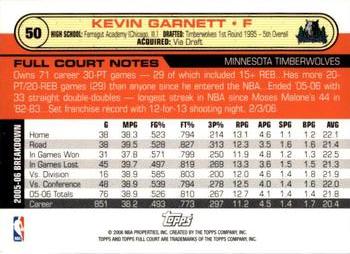 2006-07 Topps Full Court #50 Kevin Garnett Back