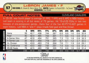2006-07 Topps Full Court #57 LeBron James Back