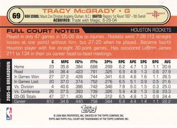 2006-07 Topps Full Court #69 Tracy McGrady Back