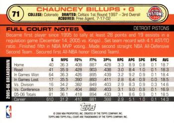 2006-07 Topps Full Court #71 Chauncey Billups Back