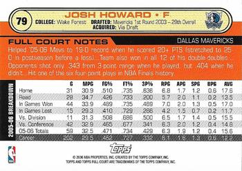 2006-07 Topps Full Court #79 Josh Howard Back