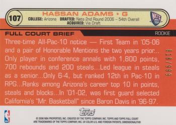 2006-07 Topps Full Court #107 Hassan Adams Back