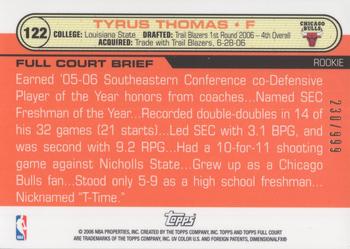 2006-07 Topps Full Court #122 Tyrus Thomas Back