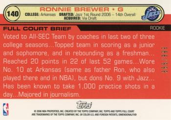 2006-07 Topps Full Court #140 Ronnie Brewer Back