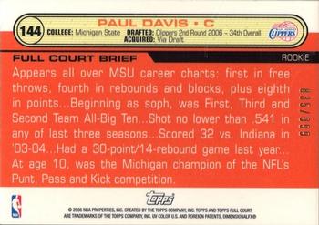 2006-07 Topps Full Court #144 Paul Davis Back