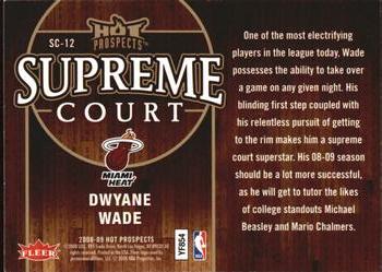 2008-09 Fleer Hot Prospects - Supreme Court #SC-12 Dwyane Wade Back