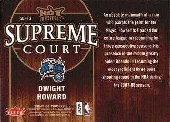 2008-09 Fleer Hot Prospects - Supreme Court #SC-13 Dwight Howard Back