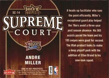 2008-09 Fleer Hot Prospects - Supreme Court #SC-14 Andre Miller Back