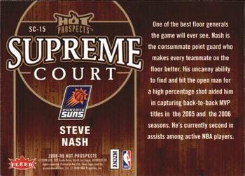 2008-09 Fleer Hot Prospects - Supreme Court #SC-15 Steve Nash Back