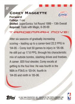 2006-07 Topps Trademark Moves #11 Corey Maggette Back