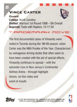 2006-07 Topps Trademark Moves #15 Vince Carter Back
