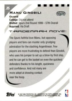 2006-07 Topps Trademark Moves #35 Manu Ginobili Back