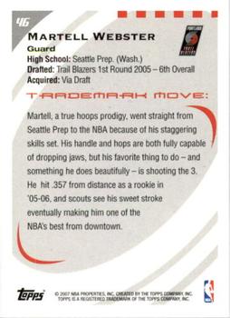 2006-07 Topps Trademark Moves #46 Martell Webster Back
