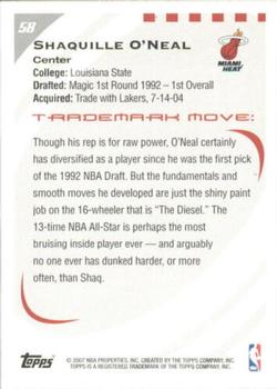 2006-07 Topps Trademark Moves #58 Shaquille O'Neal Back