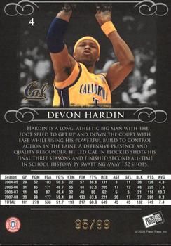 2008-09 Press Pass Legends - Gold #4 DeVon Hardin Back