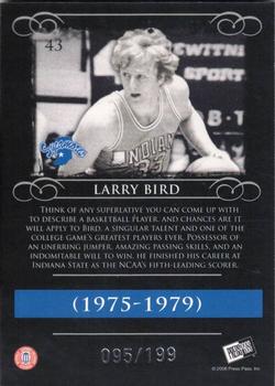 2008-09 Press Pass Legends - Silver #43 Larry Bird Back