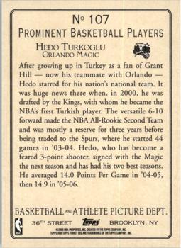 2006-07 Topps Turkey Red #107 Hedo Turkoglu Back