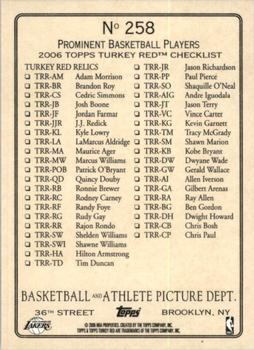 2006-07 Topps Turkey Red #258 Kobe Bryant / Team Back