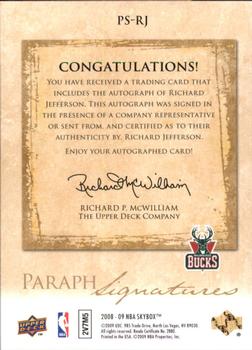 2008-09 SkyBox - Paraph Signatures #PS-RJ Richard Jefferson Back