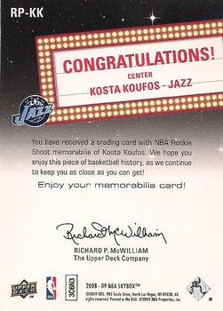 2008-09 SkyBox - Rookie Prevue #RP-KK Kosta Koufos Back