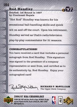 2006-07 Upper Deck Chronology #184 Rod Hundley Back