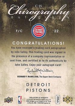 JOHN SALLEY Pistons 8X10 Autographed Photo Including Global COA #GP109413